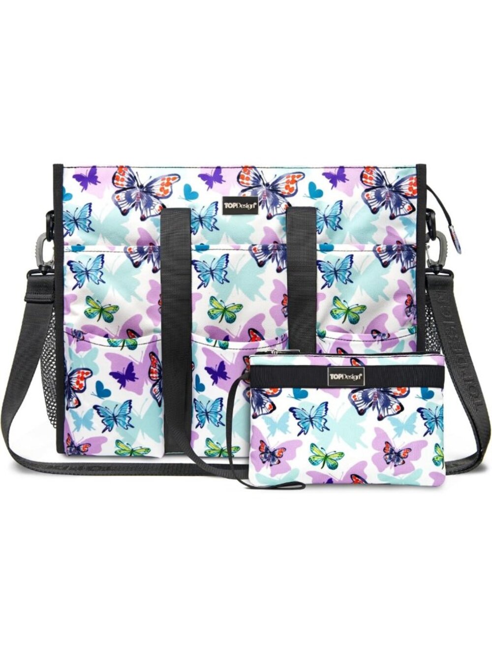Utility Water-Resistant Tote Bag with 22 Pockets & Zipper Closure for Travel